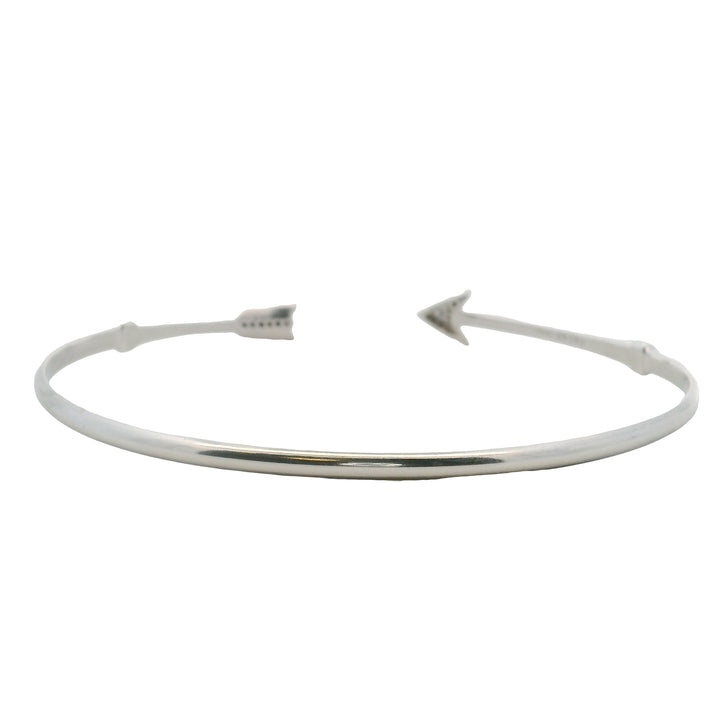 Estate Sterling Silver 0.03CTW Diamond Arrow Cuff Bracelet