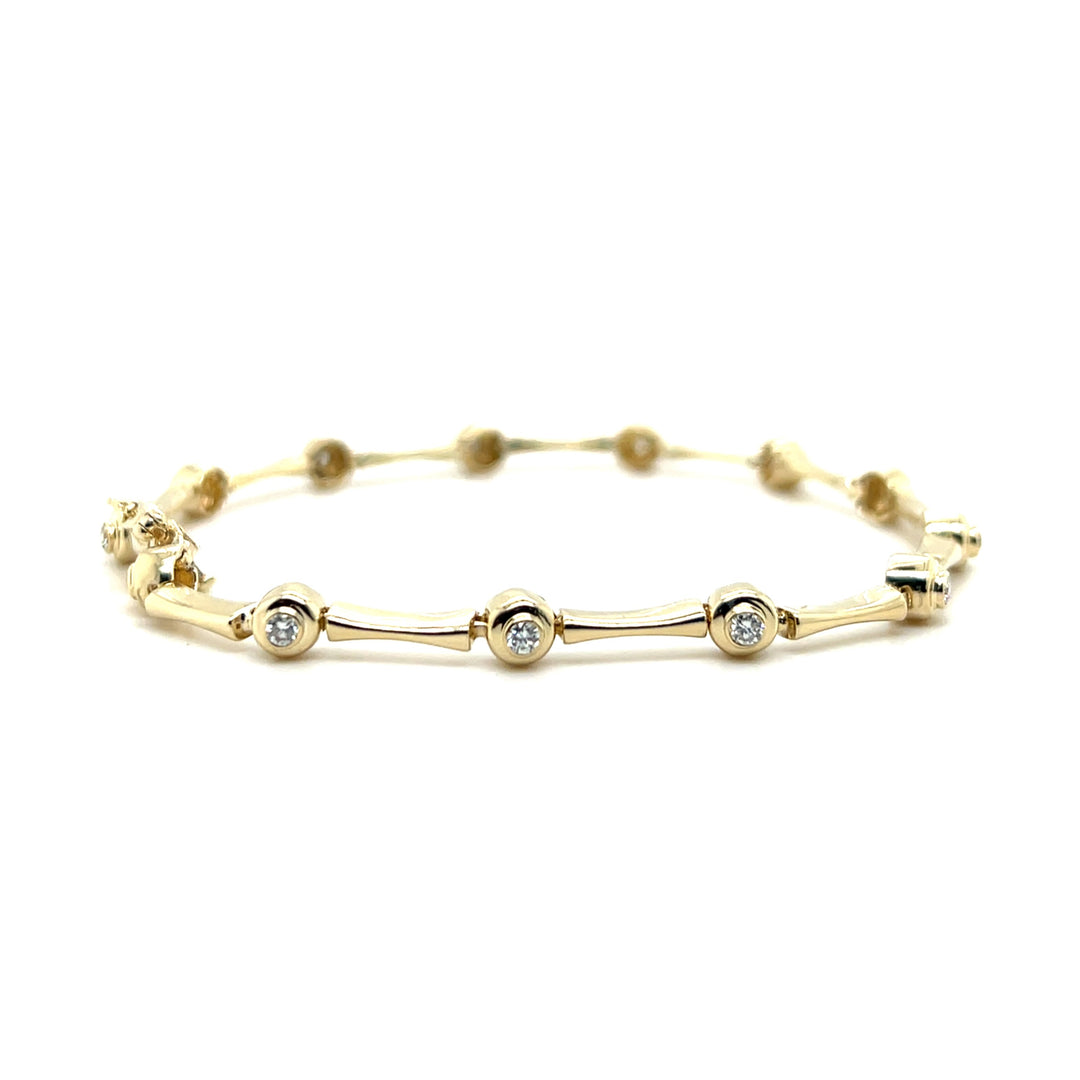 Estate 14K Yellow Gold 0.65CTW Diamond Bezel Link Vintage Bracelet