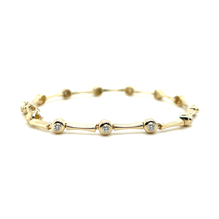 Estate 14K Yellow Gold 0.65CTW Diamond Bezel Link Vintage Bracelet