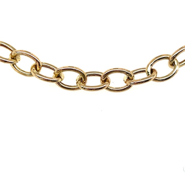 Estate 14K Yellow Gold Diamond Shaker Charm Oval Link Bracelet