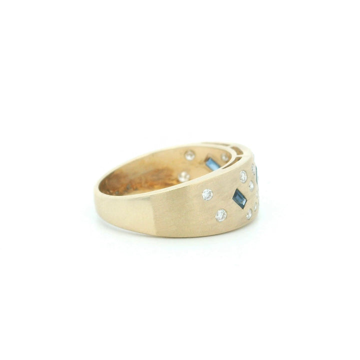 14K Yellow Gold 0.60CTW Baguette Blue Sapphire & Diamond Flush-Set Band