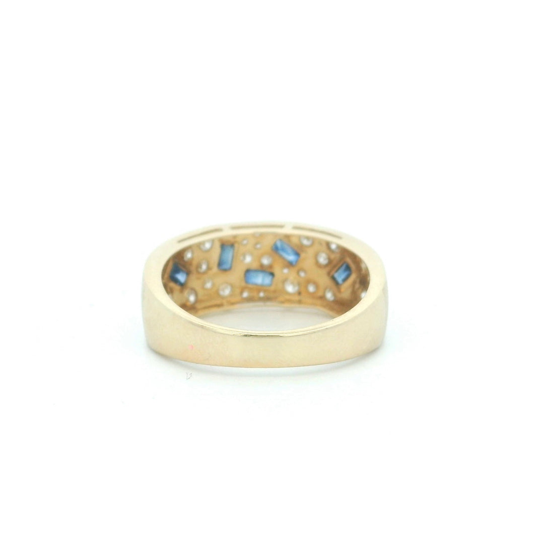 14K Yellow Gold 0.60CTW Baguette Blue Sapphire & Diamond Flush-Set Band
