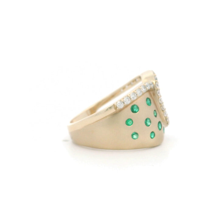 14K Yellow Gold 0.67CTW Emerald & Diamond Statement Ring