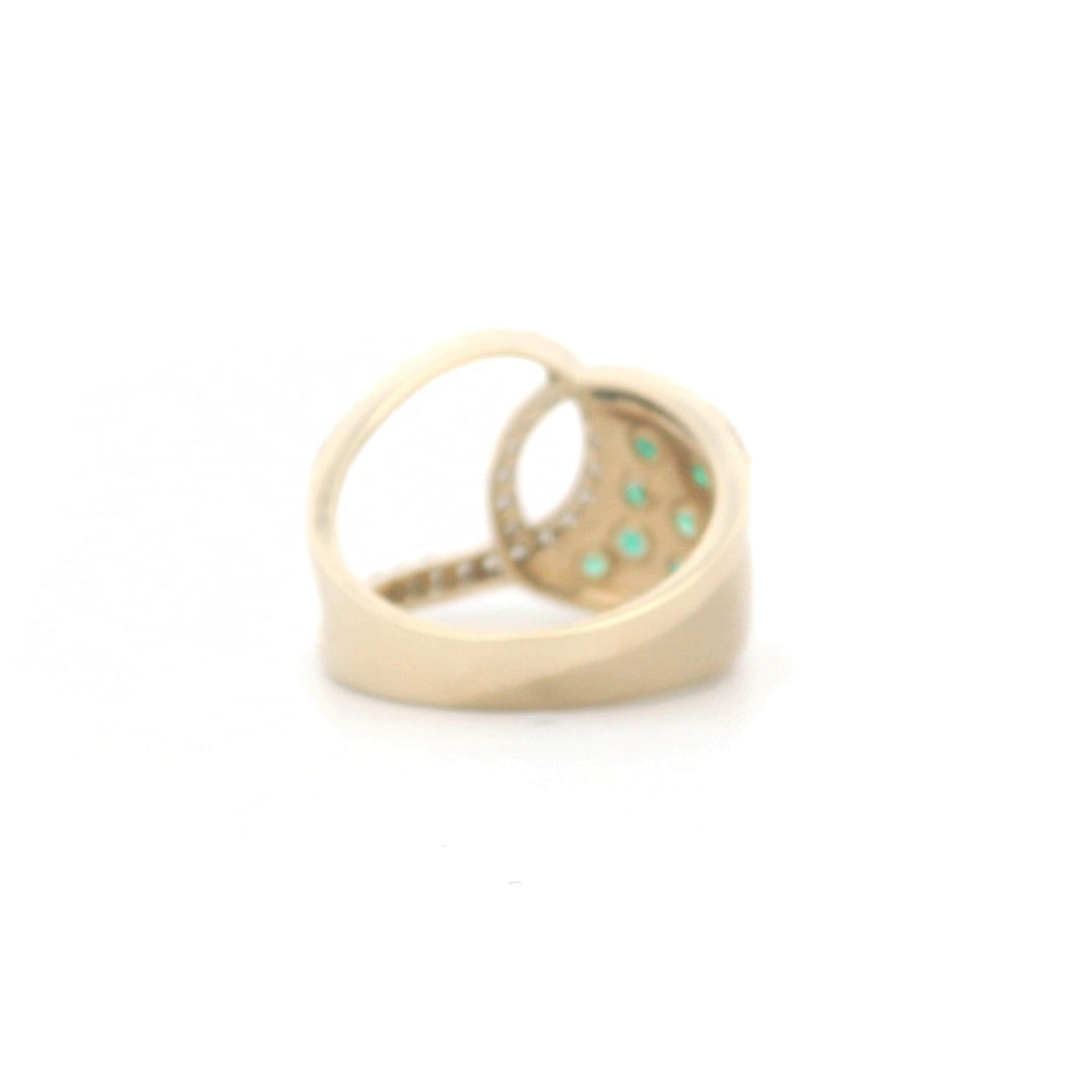 14K Yellow Gold 0.67CTW Emerald & Diamond Statement Ring