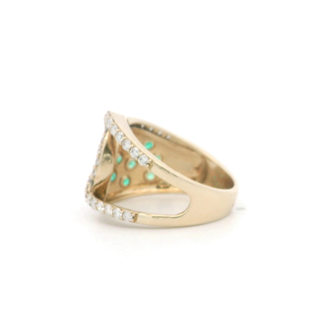 14K Yellow Gold 0.67CTW Emerald & Diamond Statement Ring