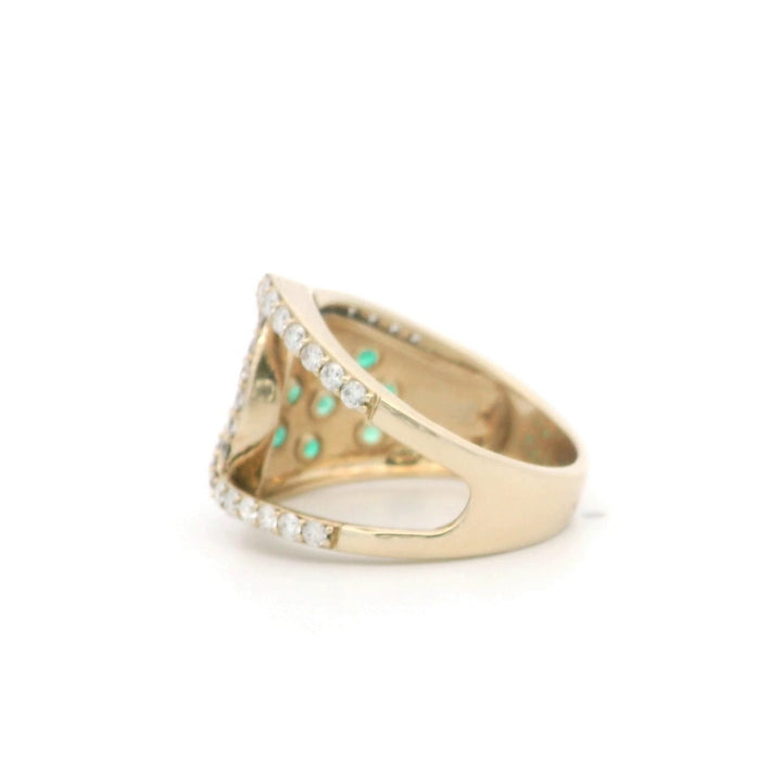 14K Yellow Gold 0.67CTW Emerald & Diamond Statement Ring
