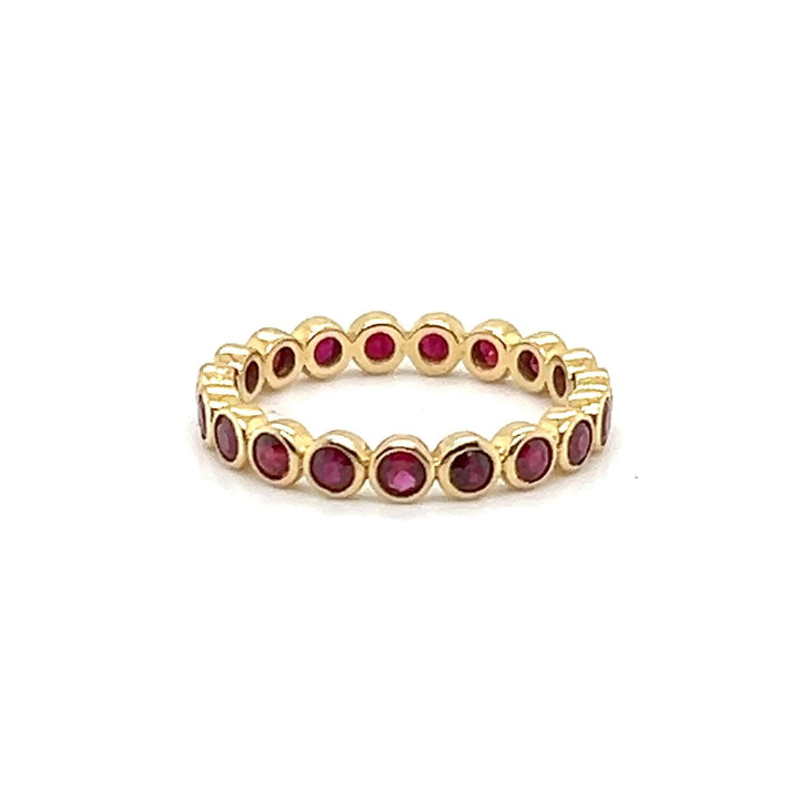 18K Yellow Gold Ruby Bezel-Set Eternity Band