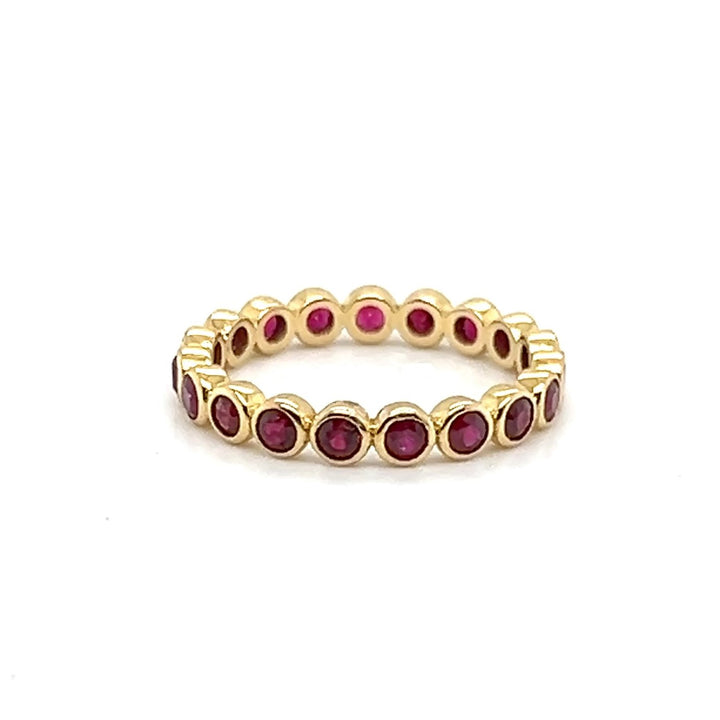18K Yellow Gold Ruby Bezel-Set Eternity Band