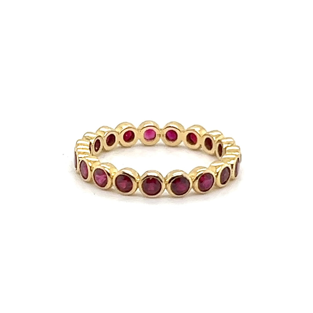 18K Yellow Gold Ruby Bezel-Set Eternity Band