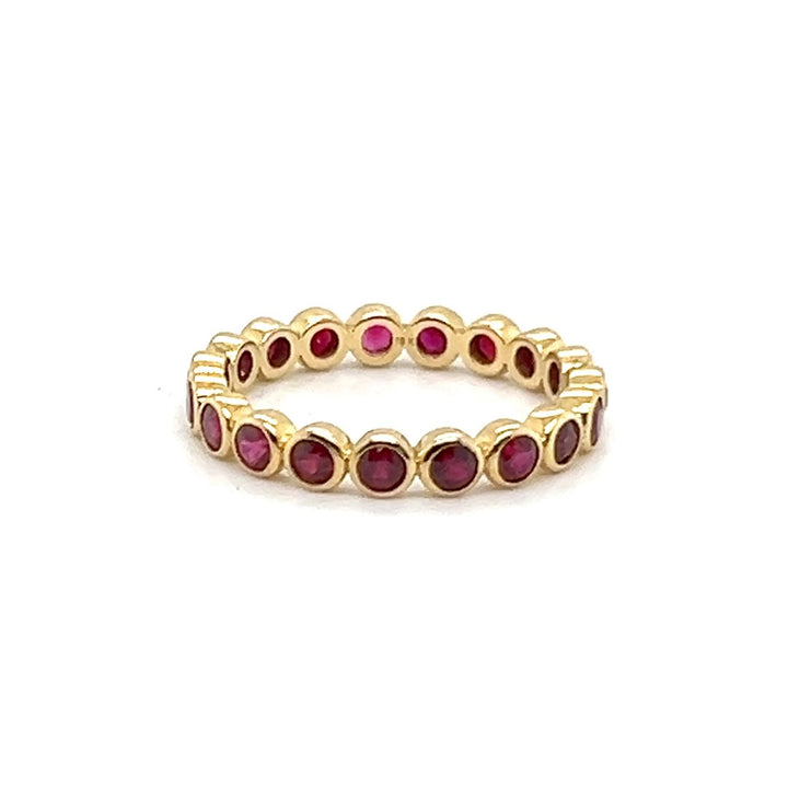 18K Yellow Gold Ruby Bezel-Set Eternity Band