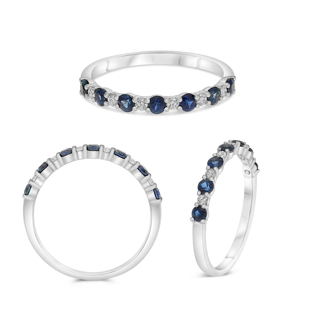 14kt Alternating Sapphire and Diamond Band