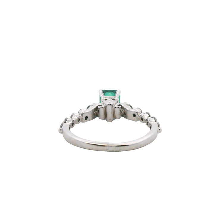 Estate 14KT White Gold 1.08 Ct Emerald & 0.55 TCW Diamond Ring