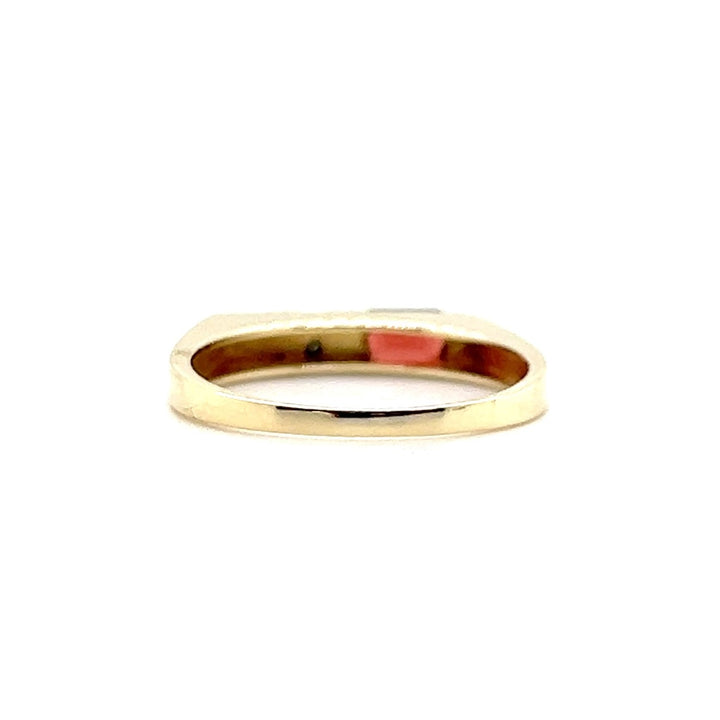 Estate 14K Yellow Gold Squared Garnet & Diamond Vintage Band