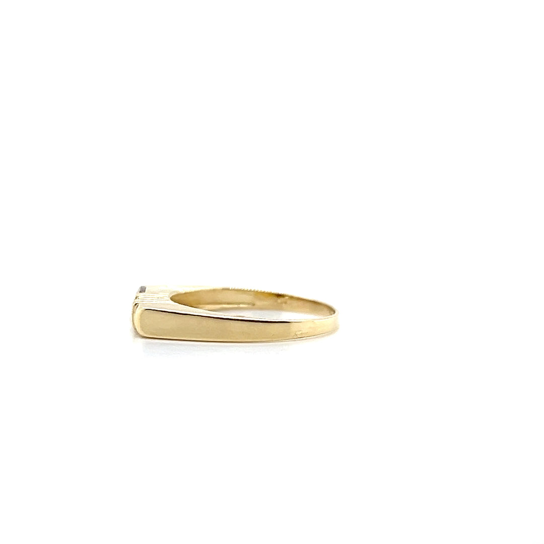 Estate 14KT Yellow Gold Squared Garnet Solitaire Band, ca. 1970's