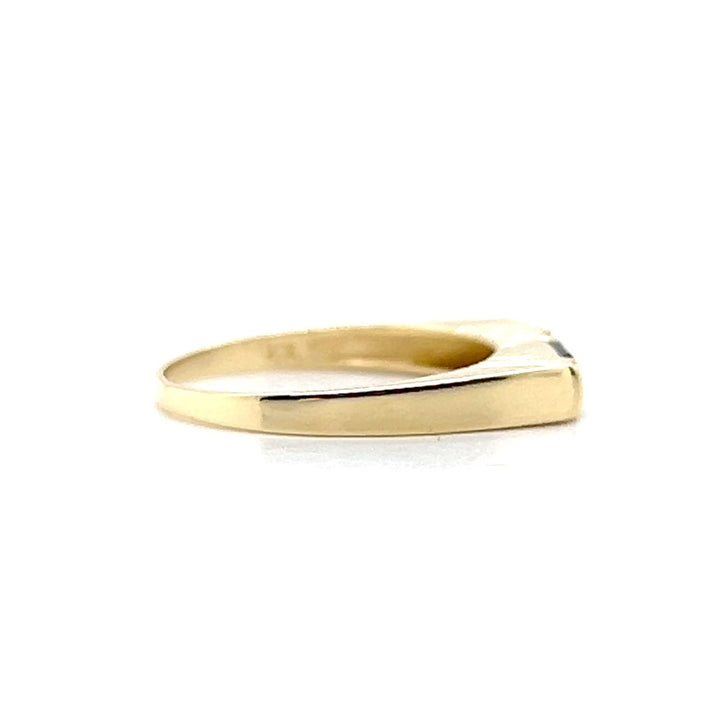 Estate 14K Yellow Gold Squared Garnet & Diamond Vintage Band
