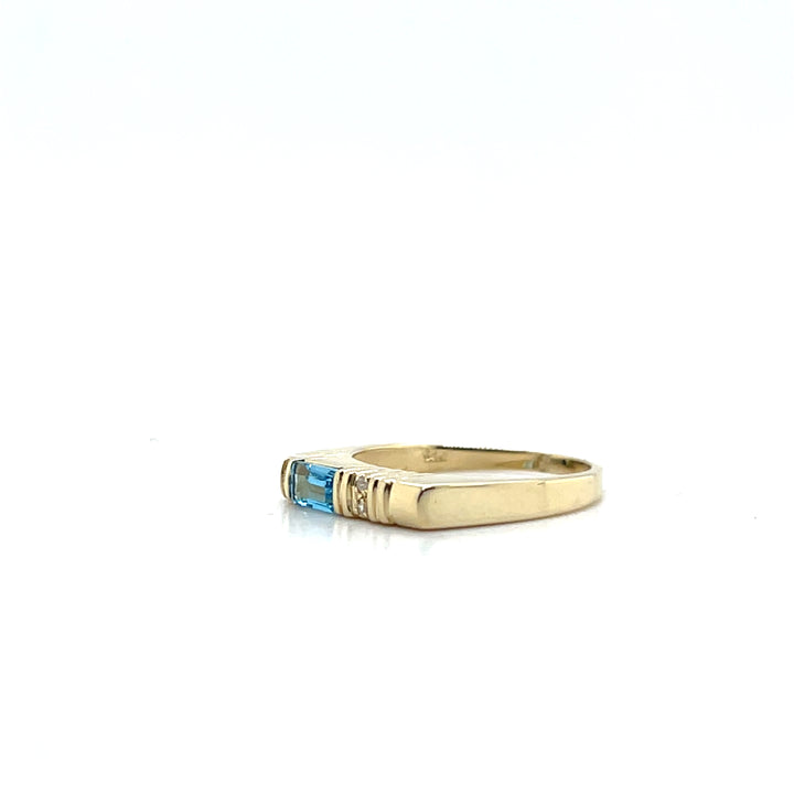 Estate 14KT Yellow Gold Blue Topaz and Diamond Band, ca. 1970's