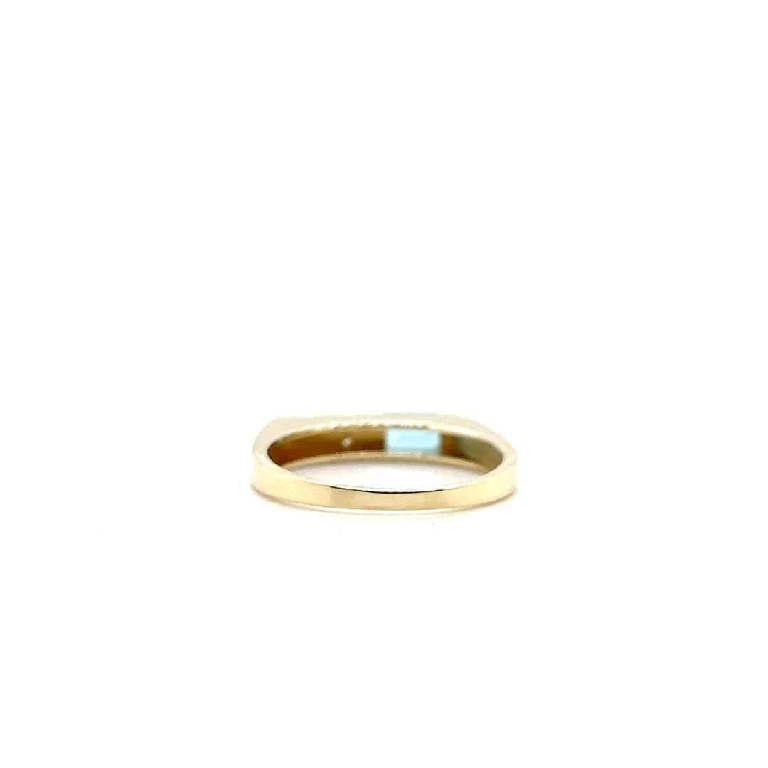 Estate 14KT Yellow Gold Blue Topaz and Diamond Band, ca. 1970's