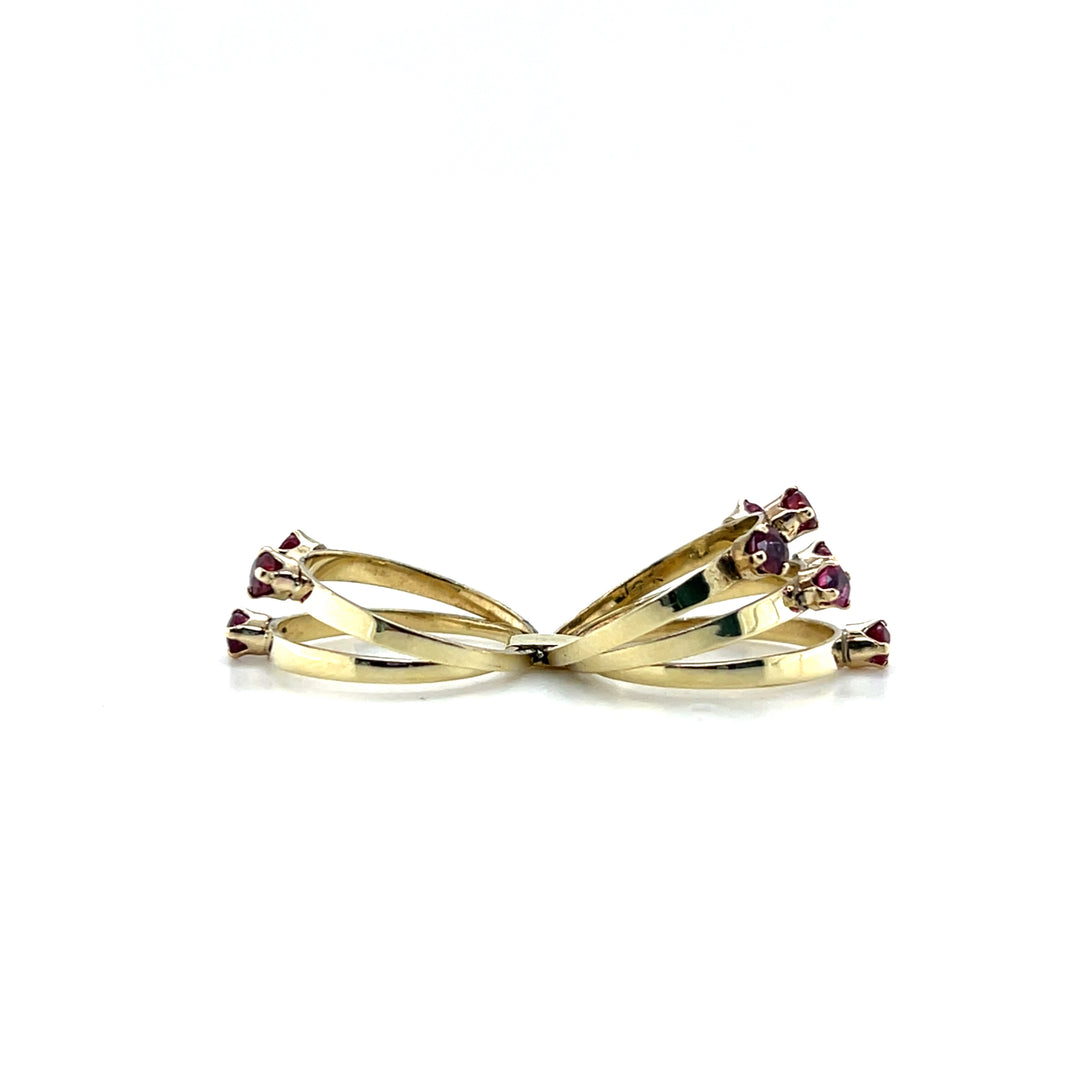 Estate 14K Yellow Gold 1.62CTW Ruby Vintage Multi-Band Ring