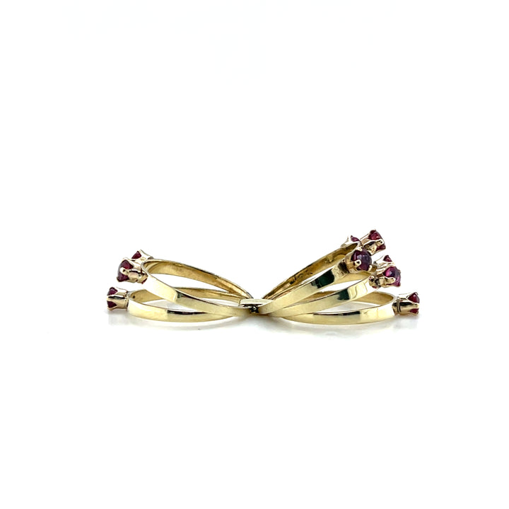 Estate 14K Yellow Gold 1.62CTW Ruby Vintage Multi-Band Ring