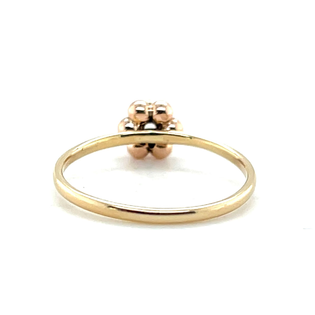 Estate 14K Yellow Gold Cat’s Eye Moonstone Antique Flower Ring