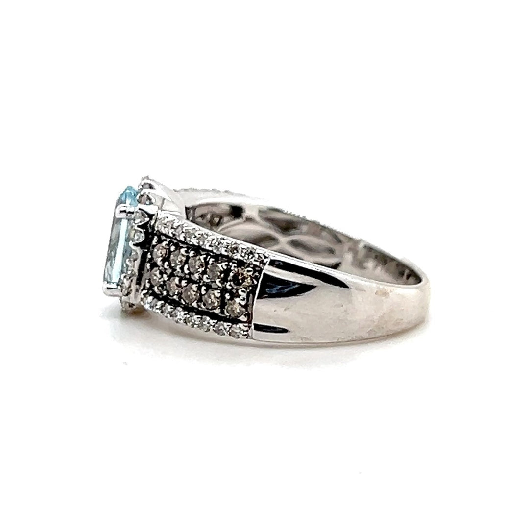 Estate Le Vian 14KT White Gold Aquamarine and Diamond Band, Contemporary