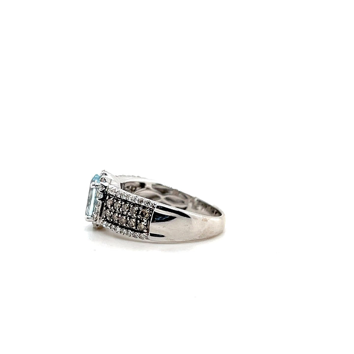 Estate Le Vian 14KT White Gold Aquamarine and Diamond Band, Contemporary