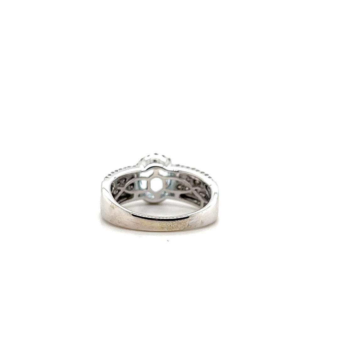 Estate Le Vian 14KT White Gold Aquamarine and Diamond Band, Contemporary
