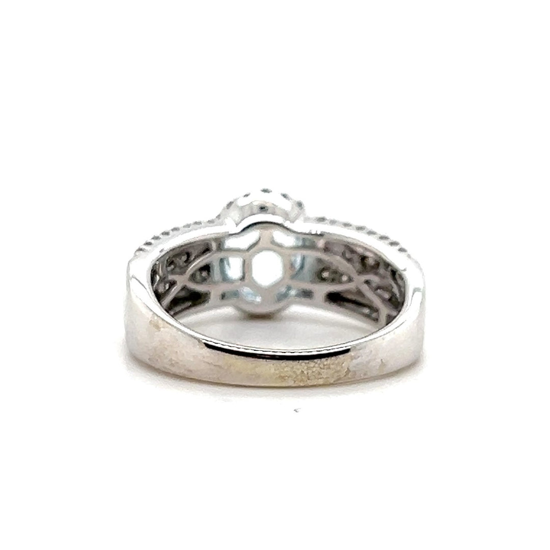 Estate 14K White Gold 1.92CTW Oval Aquamarine & Diamond Halo Ring by Le Vian