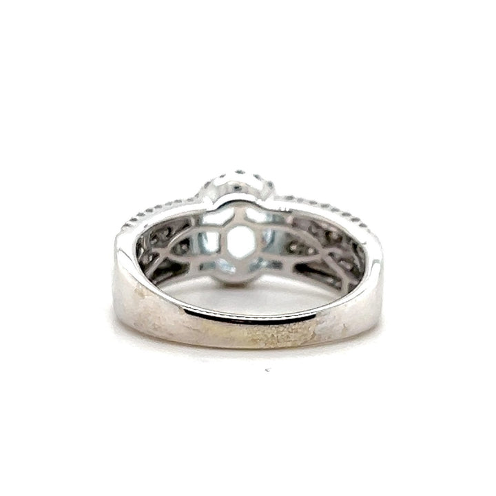 Estate 14K White Gold 1.92CTW Oval Aquamarine & Diamond Halo Ring by Le Vian