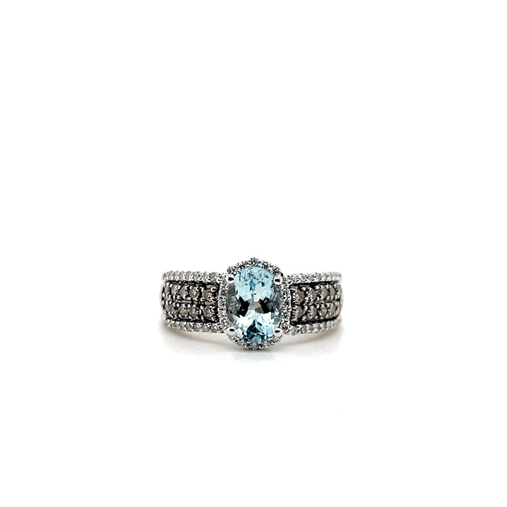 Estate Le Vian 14KT White Gold Aquamarine and Diamond Band, Contemporary