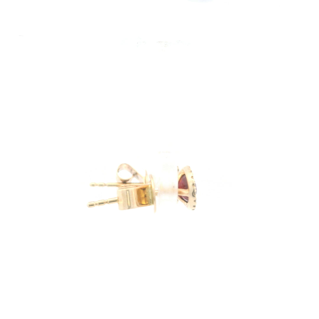 14K Yellow Gold 0.83CTW Ruby & Diamond Halo Stud Earrings