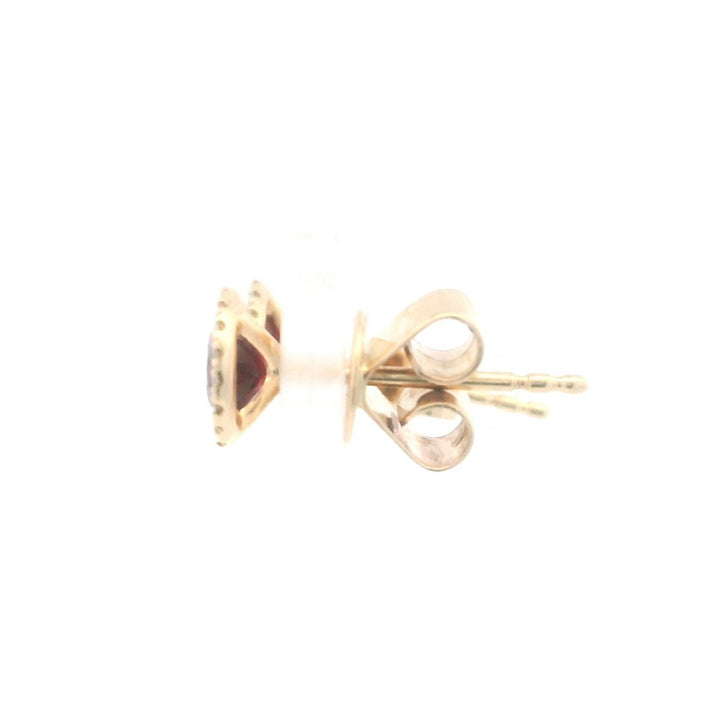 14K Yellow Gold 0.83CTW Ruby & Diamond Halo Stud Earrings