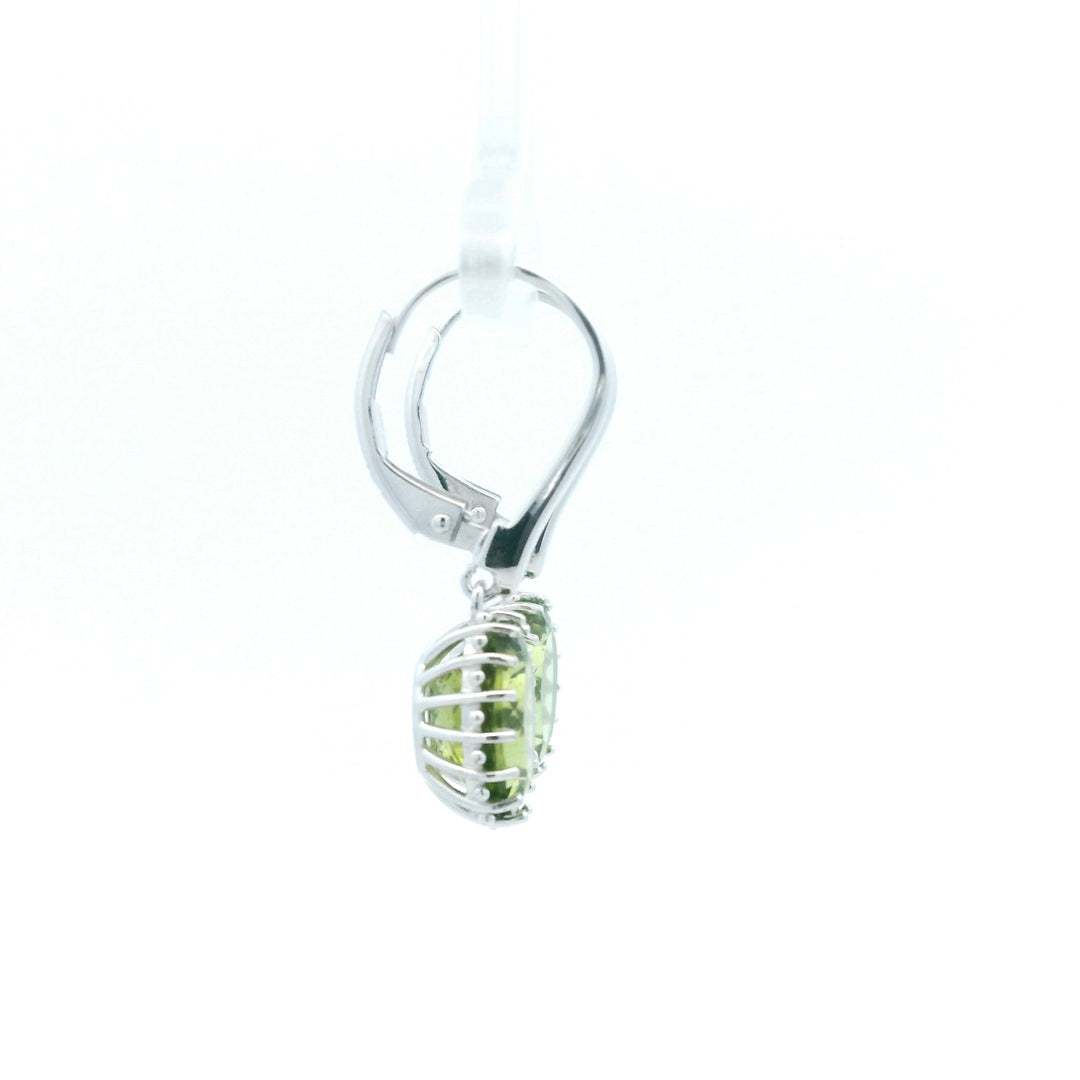 Sterling Silver10x9mm Oval Peridot Drop Earrings by Samuel B.