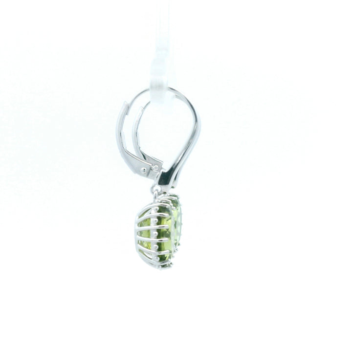 Sterling Silver10x9mm Oval Peridot Drop Earrings by Samuel B.