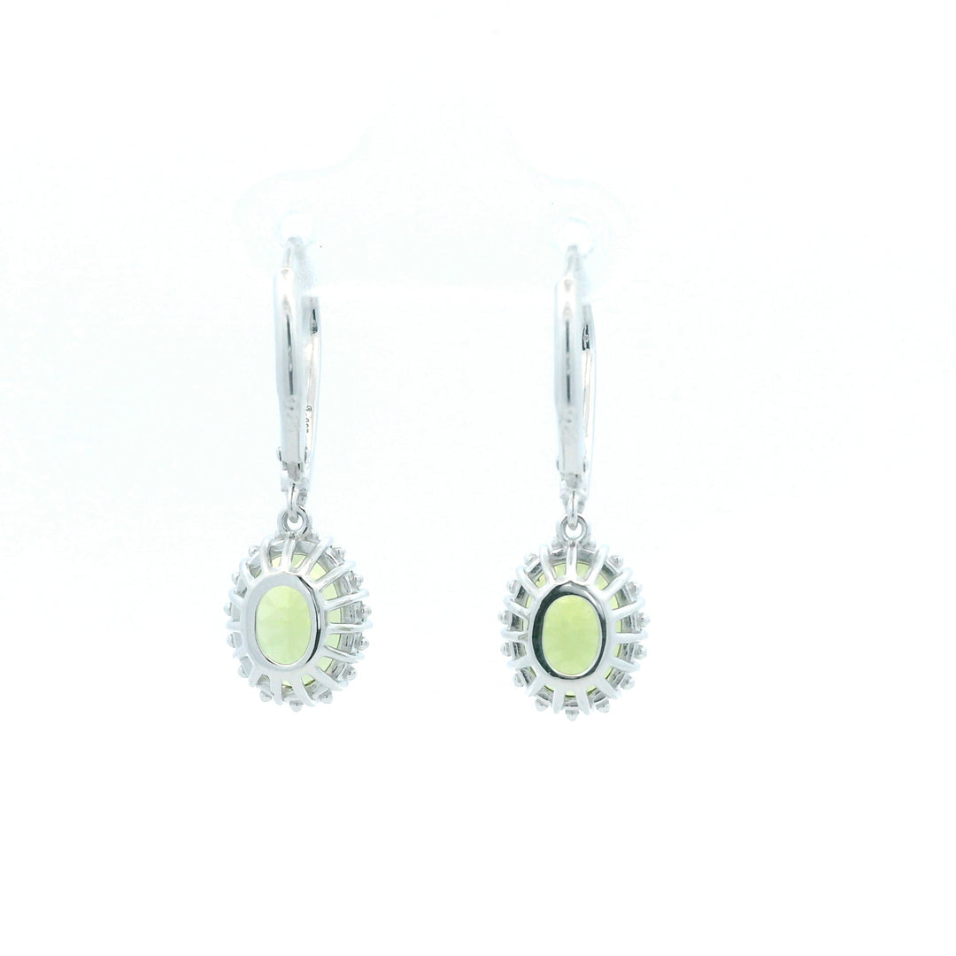 Sterling Silver10x9mm Oval Peridot Drop Earrings by Samuel B.