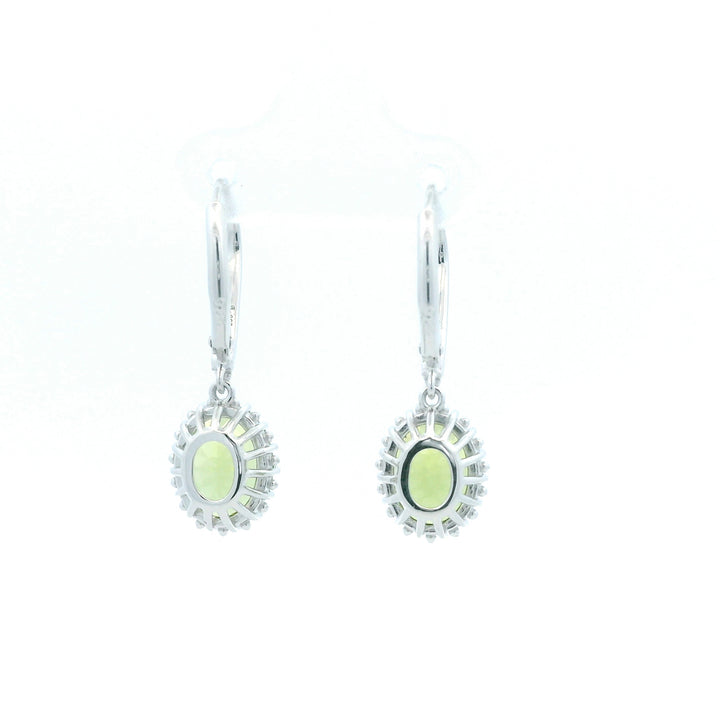 Sterling Silver10x9mm Oval Peridot Drop Earrings by Samuel B.