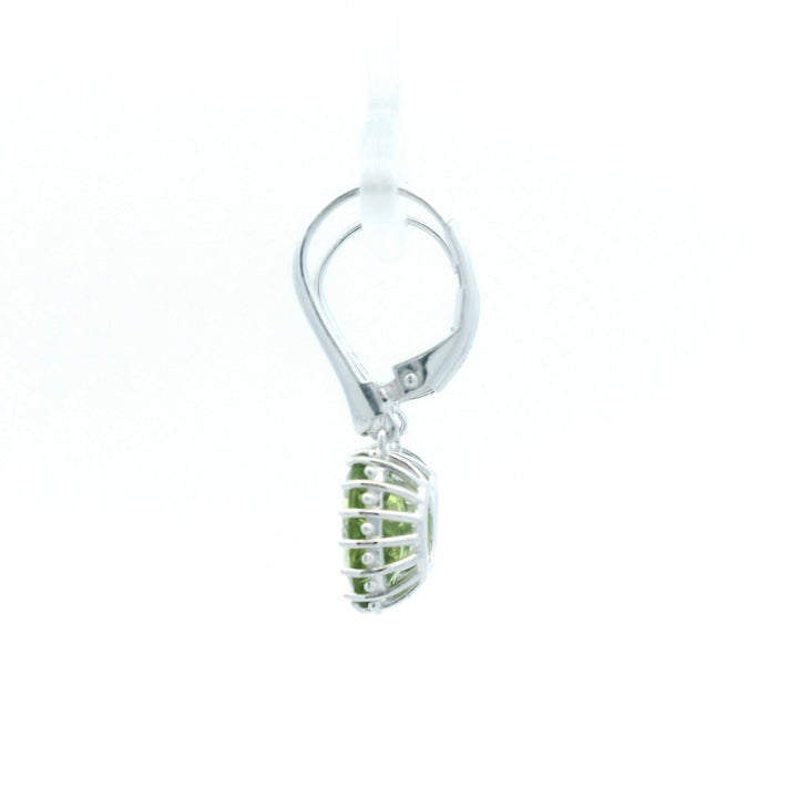 Sterling Silver10x9mm Oval Peridot Drop Earrings by Samuel B.