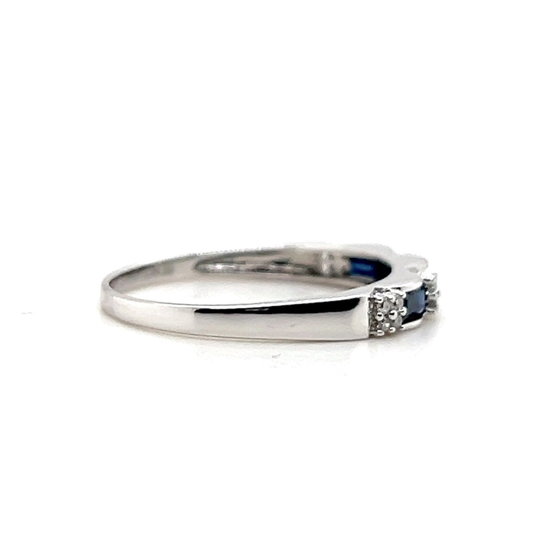 Estate 10KT White Gold Sapphire and Diamond Band, Contemporary