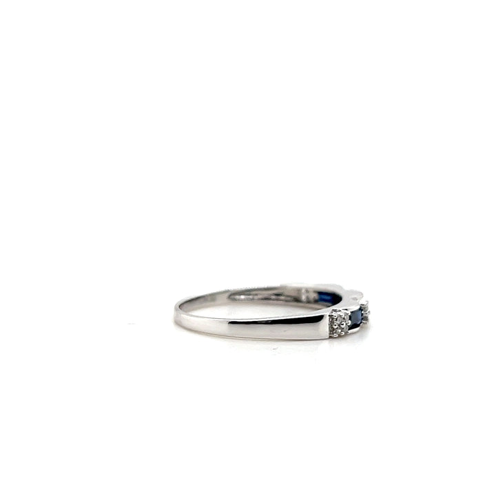 Estate 10KT White Gold Sapphire and Diamond Band, Contemporary