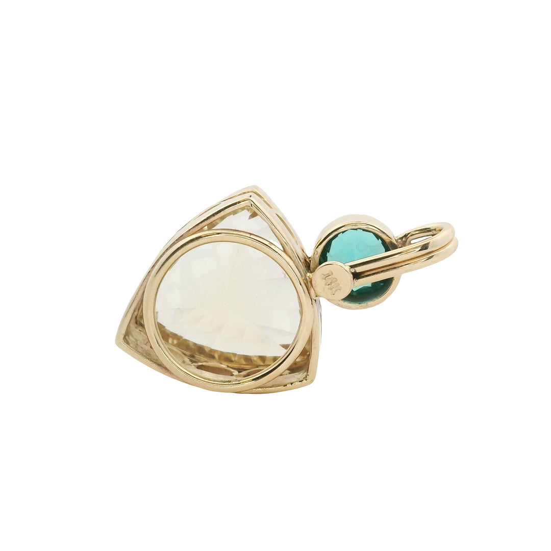 14K Yellow Gold 8.90CTW Trillion Labradorite & Green Toumaline Pendant