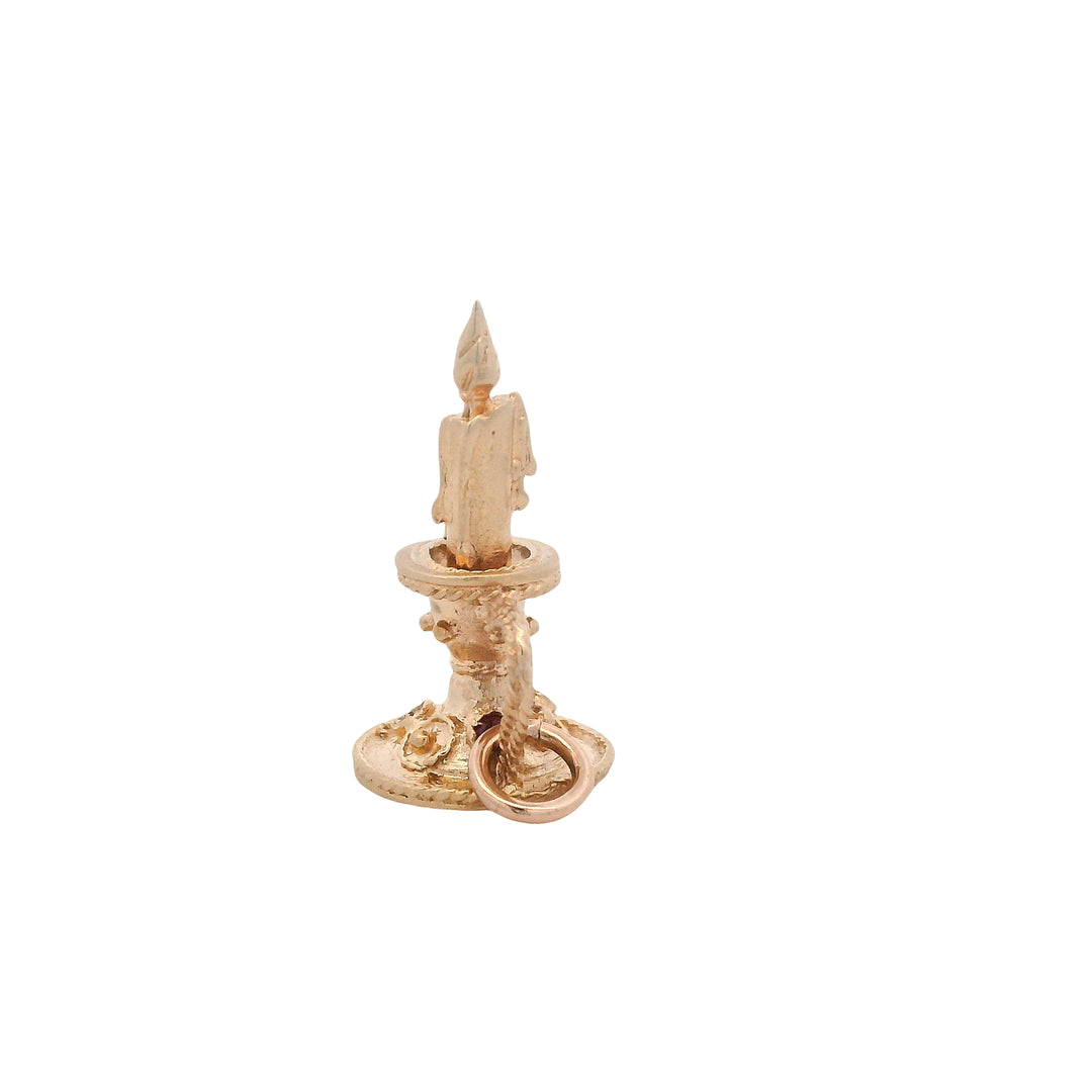 Estate 14K Yellow Gold 0.11CTW Ruby Candlestick Charm