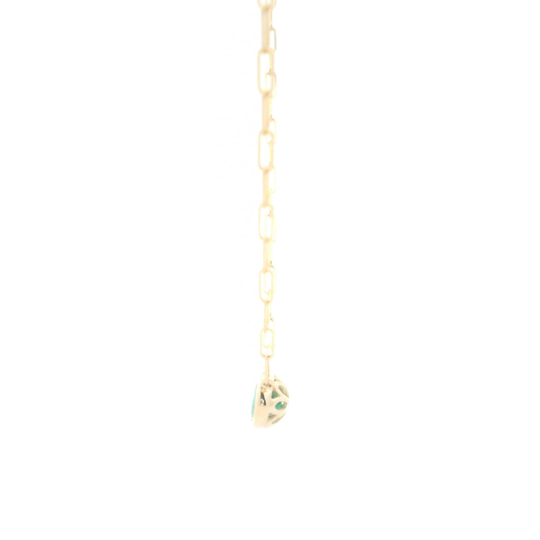 14K Yellow Gold 0.70CTW Oval Emerald Solitaire Necklace