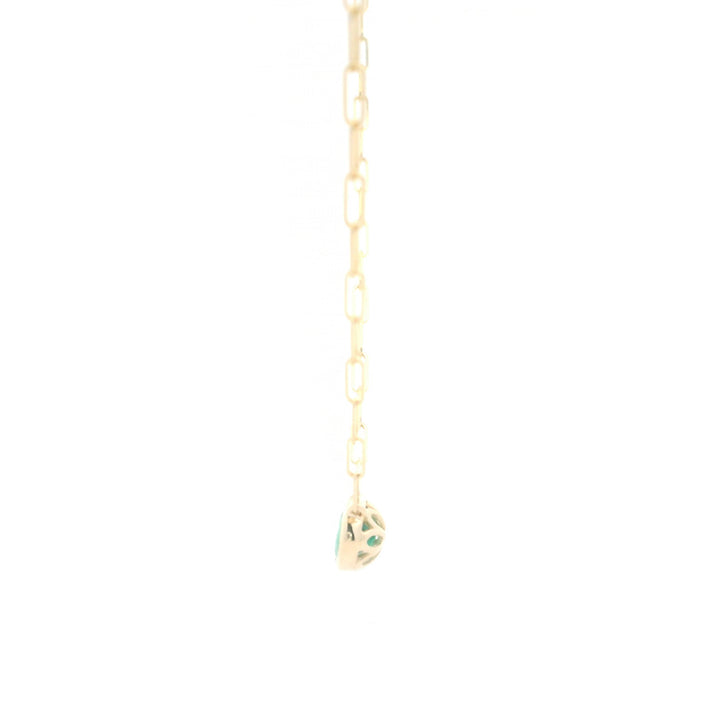 14K Yellow Gold 0.70CTW Oval Emerald Solitaire Necklace
