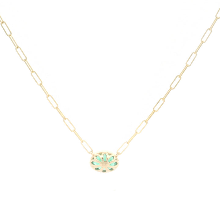 14K Yellow Gold 0.70CTW Oval Emerald Solitaire Necklace