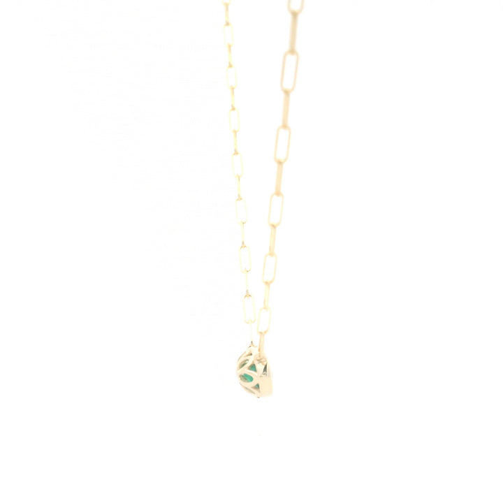 14K Yellow Gold 0.70CTW Oval Emerald Solitaire Necklace