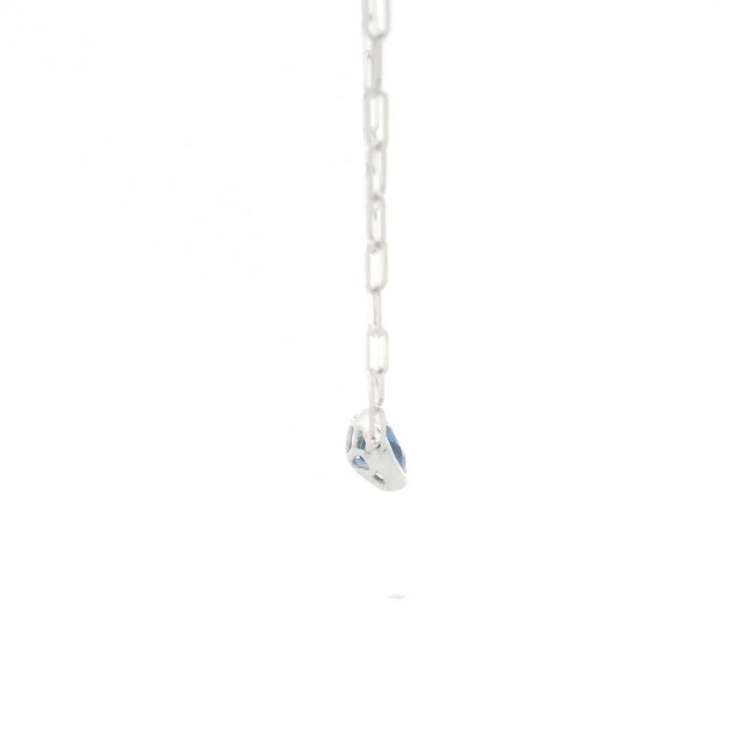 14K White Gold 0.80CTW Pear-Shaped Blue Sapphire Solitaire Necklace