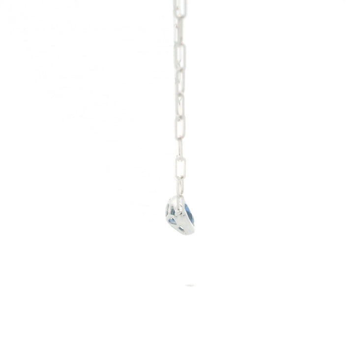 14K White Gold 0.80CTW Pear-Shaped Blue Sapphire Solitaire Necklace