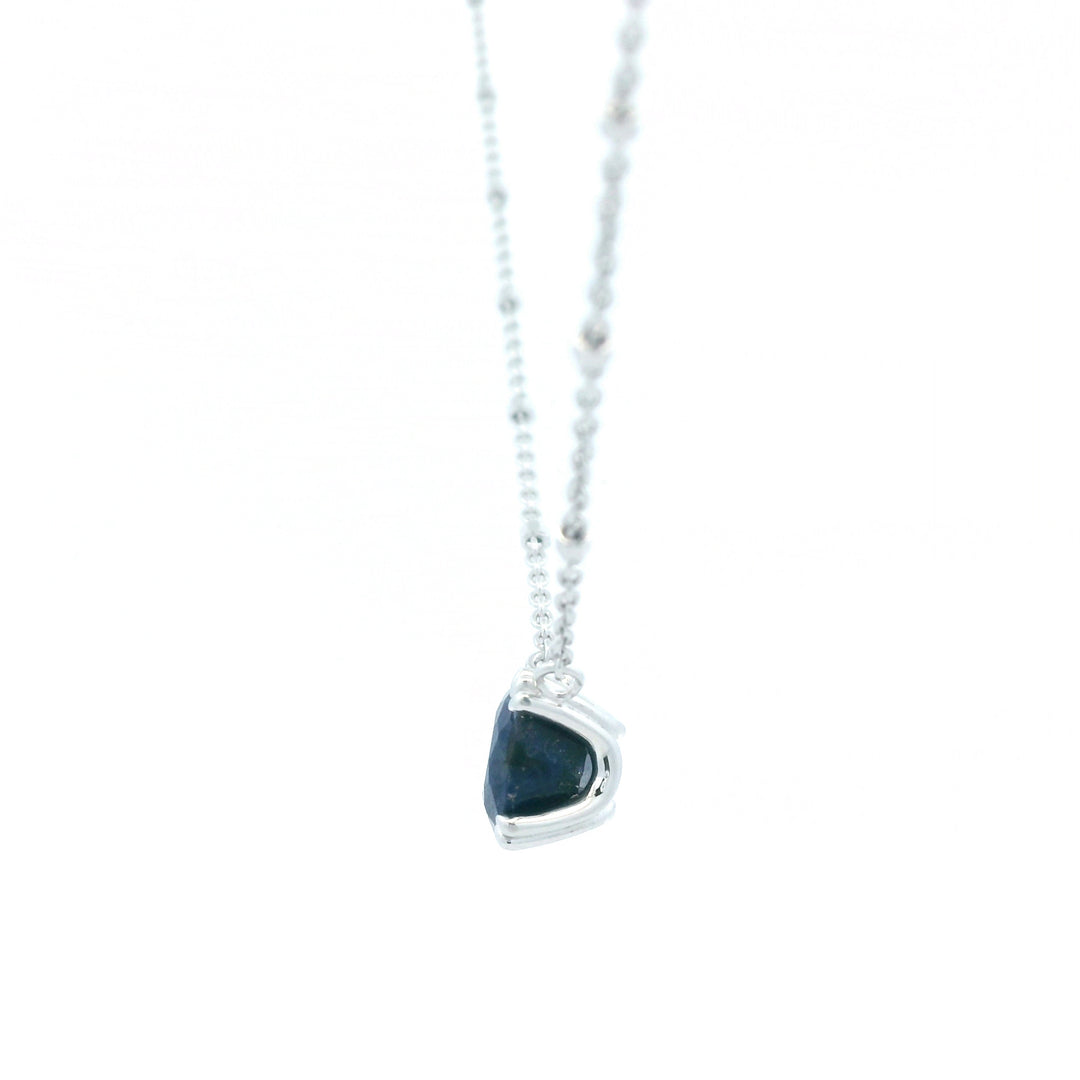 Sterling Silver Blue Sapphire Solitaire Necklace by Samuel B.