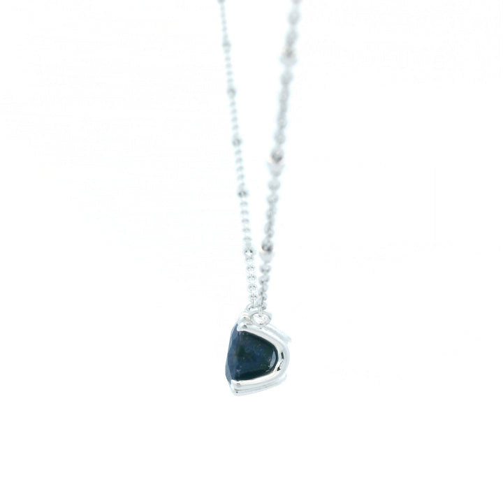 Sterling Silver Blue Sapphire Solitaire Necklace by Samuel B.
