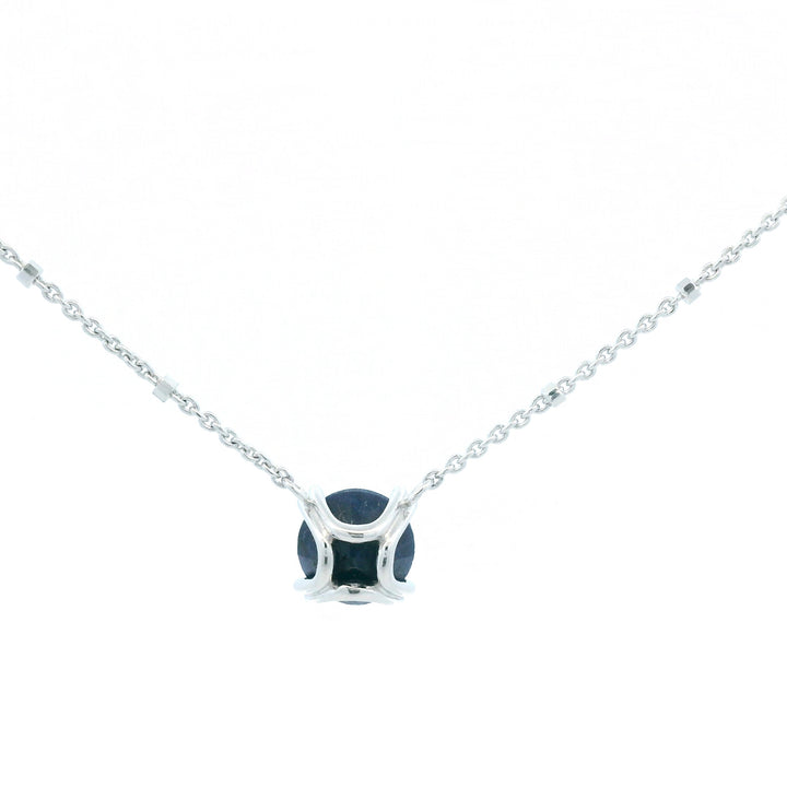 Sterling Silver Blue Sapphire Solitaire Necklace by Samuel B.
